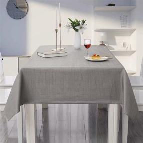 img 2 attached to 🎀 MikiUp Faux Linen Rectangle Tablecloth: Elegant and Durable Table Cover for Any Occasion