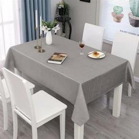 img 3 attached to 🎀 MikiUp Faux Linen Rectangle Tablecloth: Elegant and Durable Table Cover for Any Occasion