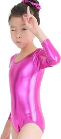 img 2 attached to 🌟 Shimmer and Shine: speerise Kids Girls Long Sleeve Metallic Spandex Gymnastics Dance Leotard