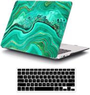 ileadon чехол для macbook air 11 дюймов 2015 года выпуска a1370 / a1465 - дизайн зеленого мрамора со съемной крышкой, защитой клавиатуры и защитным экраном. логотип