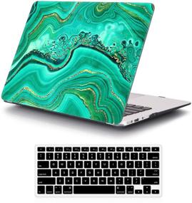 img 4 attached to iLeadon MacBook Air 11 inch Case 2015 Release A1370/A1465 - Green Marble Design with Hard Shell, Keyboard Cover, and Screen Protector