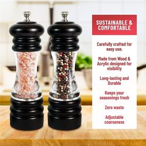 img 2 attached to 🧂 Set of 2 Wooden Salt and Pepper Grinders - Easily Refillable Mills for Salt and Pepper - Sustainable Wood & Transparent Acrylic Body - Adjustable Coarseness - Perfect Gift!