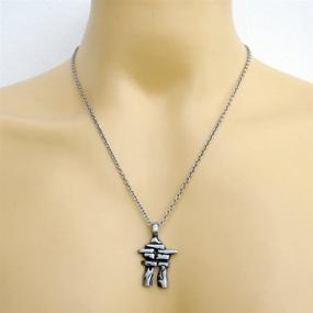 img 1 attached to 🏔️ The Exquisite Inukshuk Stonehenge Tribal Jewelry: Alaskan and Greenlandic Symbol Men's Pendant Necklace with Chain