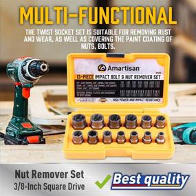 img 2 attached to 🔧 Amartisan Impact Bolt Extractor Socket Set - 13PC Bolt Nut Removal Tool