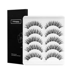 img 4 attached to 💁 Soft Faux Mink Wispy Natural Look False Eyelashes - 5 Pairs, 3D 6D Volume, Fluffy Frihappy Fake Eyelashes Packs DW6