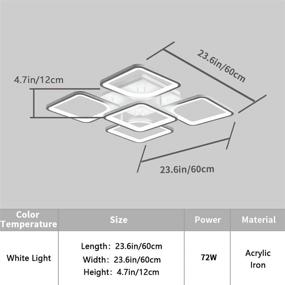 img 3 attached to 💡 Стильный модернистский потолочный светильник Jaycomey: квадратный светодиодный канделябр Flush Mount для гостиной или спальни - 60W холодный белый
