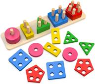 🔲 montessori wooden shape sorter for 1-3 year old boys and girls - stacking and sorting toys for toddlers, color recognition and shape stacker logo