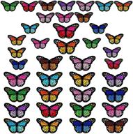 🦋 colorful 40pcs butterfly iron on patches in 2 sizes: embroidered sew applique repair patch logo