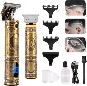 img 4 attached to 🔥 Moziral Professional Mens Hair Trimmer: T Blade Liners for Precision Outline Edging, 0mm Bald Shaving, Zero Gap Grooming Kit with LED, Low Noise Cordless Rechargeable Design