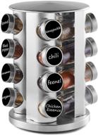 🧪 defway countertop spice rack organizer - stainless steel seasoning tower for kitchen with 16 round jars logo