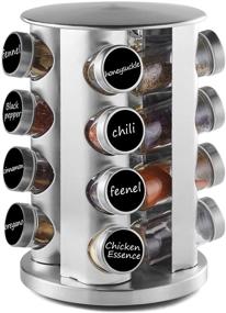 img 4 attached to 🧪 DEFWAY Countertop Spice Rack Organizer - Stainless Steel Seasoning Tower for Kitchen with 16 Round Jars