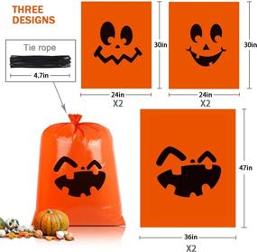 img 3 attached to 🎃 Halloween Pumpkin Leaf Bags Decoration by KIMOBER: 6pcs of Orange Fall Plastic Lawn Leaves Trash Decorating Bag with Twist Ties