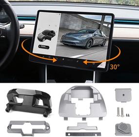 img 4 attached to 📱 2017-2021 Держатель поворотного экрана Tesla Model 3 Model Y - подвижное крепление для навигационного экрана центральной консоли, оригинальная серебристая опора - аксессуары Bomely Fit для моделей 3 и Y.