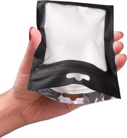 img 2 attached to 🔒 140-Pack Resealable Black Mylar Ziplock Bags with Clear Window for Food Storage (4 x 6 Inch)