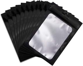 img 4 attached to 🔒 140-Pack Resealable Black Mylar Ziplock Bags with Clear Window for Food Storage (4 x 6 Inch)