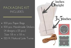 img 3 attached to 🎁 100 PCS Soap Packaging Set with Translucent Paper Bags, Handmade Sticker Labels, and 120-ft Natural Jute Twine – Ideal Packaging Solution for Soap, Crafts, Cookies, and Baked Goods