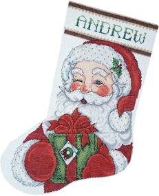 img 1 attached to 🏻 Tobin DW5959 Winking Santa Stocking Cross Stitch Kit - 14 Count, 17-Inch Long