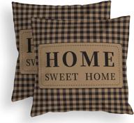 romahome set of 2 home sweet home patriotic throw pillow covers - classic country americana decor for sofa & car - geometric checked plaids - square 18x18 inches логотип