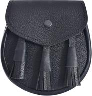 🌩️ stylish cloud kilt black leather sporran: must-have men's accessory for belts logo