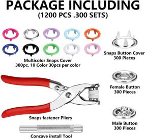 img 2 attached to 🔨 300 Sets Snap Button Snap Fastener Kit: Metal Snaps with Pliers, Perfect for DIY Crafts and Clothing - 10 Colors