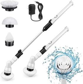 img 4 attached to 🧼 2021 Upgraded Electric Spin Scrubber for Bathroom Shower with Adjustable Extension Handle & 3 Replaceable Cleaning Brush Heads - Perfect Home Cleaning Tool