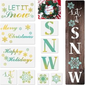 img 4 attached to ❄️ Let It Snow Stencils Set - 10-Piece Porch Sign Stencils for Painting on Wood | Reusable Winter Home Decor Craft Art Templates