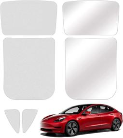 img 4 attached to 🌞 Upgrade Your Tesla Model 3 with Xipoo Fit Sun Shades: Perfect Protection for Glass Roof, Sunroof & Rear Window – Creamy White, Model 3 Full Cover