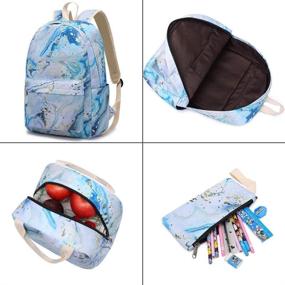 img 1 attached to 🎒 BLUBOON Teen Girls School Backpack Kids Bookbag Set with Lunch Box Pencil Case Travel Laptop Backpack Casual Daypacks - Blue and White