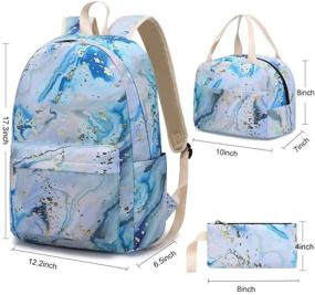 img 3 attached to 🎒 BLUBOON Teen Girls School Backpack Kids Bookbag Set with Lunch Box Pencil Case Travel Laptop Backpack Casual Daypacks - Blue and White