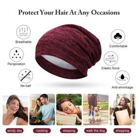 img 1 attached to 🎀 SATINIOR 6 Pack Satin Lined Sleep Slouchy Cap, Hair Cap for Sleeping, Women's Headwear for Frizzy Curly Hair – Black, Dark Blue, Light Gray, Wine Red, Khaki & Green