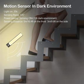 img 1 attached to 🔦 Ultra-Convenient Under Cabinet Lights: 2 Pack Motion Sensored Activated & Battery Operated Stick-On, Wireless LED for Kitchen, USB Rechargeable Magnetic Lighting for Bedroom