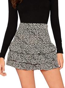 img 4 attached to 🐆 Verdusa Women's Leopard Print Layered Ruffle Hem Mini Skirt - Trendy SEO-Optimized Fashion Essential!