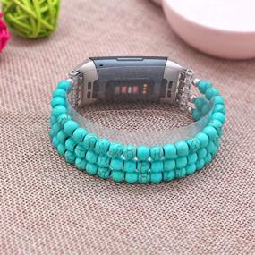 img 2 attached to C&L Accessories Fashion Wristband: Handmade Beaded Created-Turquoise Elastic Bracelet Band for Fitbit Charge 3 4 Bands
