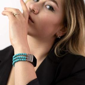 img 3 attached to C&L Accessories Fashion Wristband: Handmade Beaded Created-Turquoise Elastic Bracelet Band for Fitbit Charge 3 4 Bands