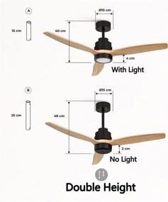 img 3 attached to 🔧 RUXUHSNDQ - Металлический потолочный вентилятор с освещением и пультом управления - светодиодные лампы 3-х цветовой температуры, 6 скоростей, таймер, 3 деревянные лопасти - диаметр 132 см, мотор 40W DC безшумный (цвет дерева)