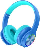 🎧 colorful led lights bluetooth kids headphones - wireless & wired, microphone, 94db volume limited, ages 3-21, school/ipad/pc/tv/cellphones, tf card mode, blue logo