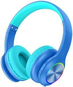 img 4 attached to 🎧 Colorful LED Lights Bluetooth Kids Headphones - Wireless & Wired, Microphone, 94dB Volume Limited, Ages 3-21, School/iPad/PC/TV/Cellphones, TF Card Mode, Blue