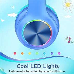img 2 attached to 🎧 Colorful LED Lights Bluetooth Kids Headphones - Wireless & Wired, Microphone, 94dB Volume Limited, Ages 3-21, School/iPad/PC/TV/Cellphones, TF Card Mode, Blue