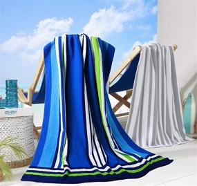 img 2 attached to XULE Striped Beach Towel Oversized 41x73inch - Quick Dry Microfiber, Super Soft, Absorbent, Fade Resistant, for Women and Men - Extra Large Swim/Pool Towels