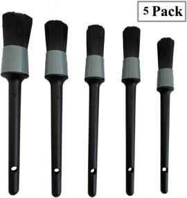 img 4 attached to LUCKLYJONE 5 Pieces Car Detailing Brush Kit For Cleaning Car Interior Exterior