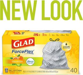 img 3 attached to Glad ForceFlex Tall Kitchen Drawstring Trash Bags - Citrus & Zest Scented, 13 Gallon, 40 Count (Package May Vary): Premium Quality and Convenience for Hassle-Free Disposal