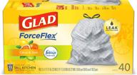 glad forceflex tall kitchen drawstring trash bags - citrus & zest scented, 13 gallon, 40 count (package may vary): premium quality and convenience for hassle-free disposal logo