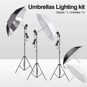 img 3 attached to 📸 Emart Photography Studio Daylight Umbrella Continuous Light Kit with 8.5 x 10ft Background Support System, 3pcs 6 x 9ft Backdrops (Green White Black) and 4pcs Umbrellas for Photo and Video Portraits