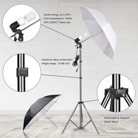 img 2 attached to 📸 Emart Photography Studio Daylight Umbrella Continuous Light Kit with 8.5 x 10ft Background Support System, 3pcs 6 x 9ft Backdrops (Green White Black) and 4pcs Umbrellas for Photo and Video Portraits