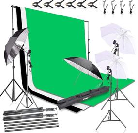 img 4 attached to 📸 Emart Photography Studio Daylight Umbrella Continuous Light Kit with 8.5 x 10ft Background Support System, 3pcs 6 x 9ft Backdrops (Green White Black) and 4pcs Umbrellas for Photo and Video Portraits