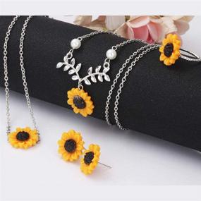 img 2 attached to 🌻 Sunflower Jewelry Set: Necklace, bracelet, and earrings for women's exquisite accessories