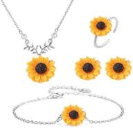 🌻 sunflower jewelry set: necklace, bracelet, and earrings for women's exquisite accessories logo