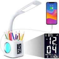 10w study led desk lamp with usb charging port, dimmable table lamp for 🔦 kids, clock and pen holder, home office, college dorm, reading eye protection lamp, color night light логотип