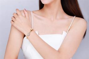 img 1 attached to 🦋 Gold Haibao Butterfly Stainless Steel Cubic Zirconia Bangle Bracelet - Perfect Valentine's, Wedding, Birthday Gift | Women's Fashion Jewelry Accessory, Ideal for Girls & Adults (Butterfly2)