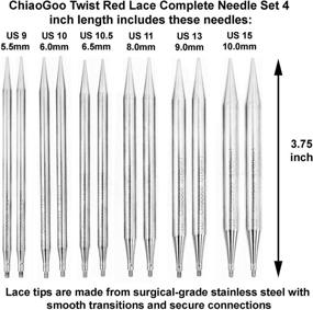 img 2 attached to 🧶 Набор сменных спиц для вязания ChiaoGoo Red Lace Interchangeable Twist, полный комплект + бонусный проектный мешок Artsiga Crafts 7400-C
